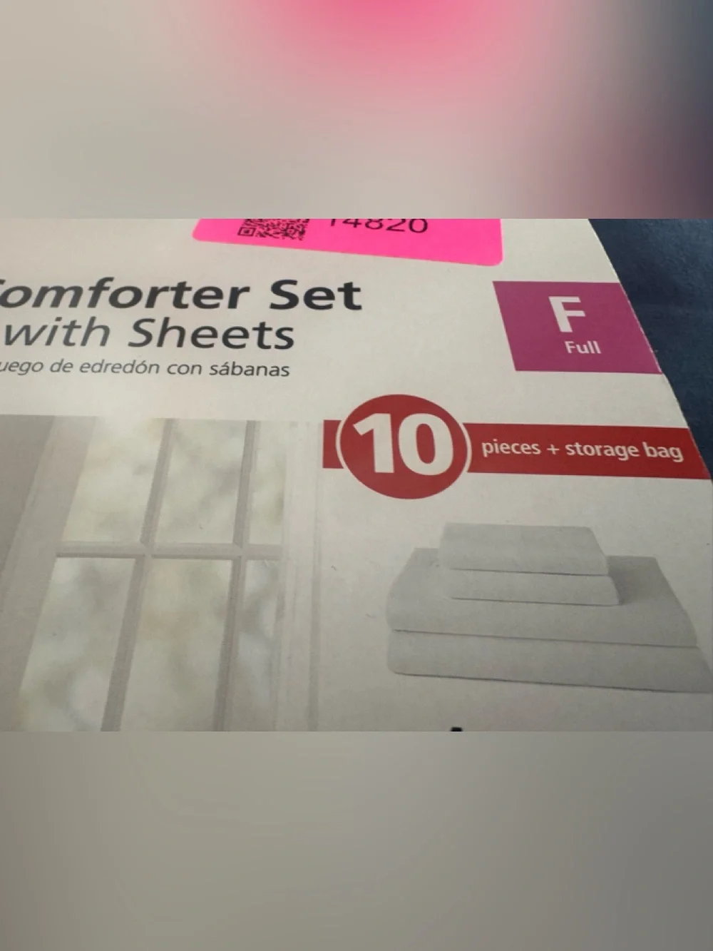 Mainstays Navy and White Windowpane Comforter Set
